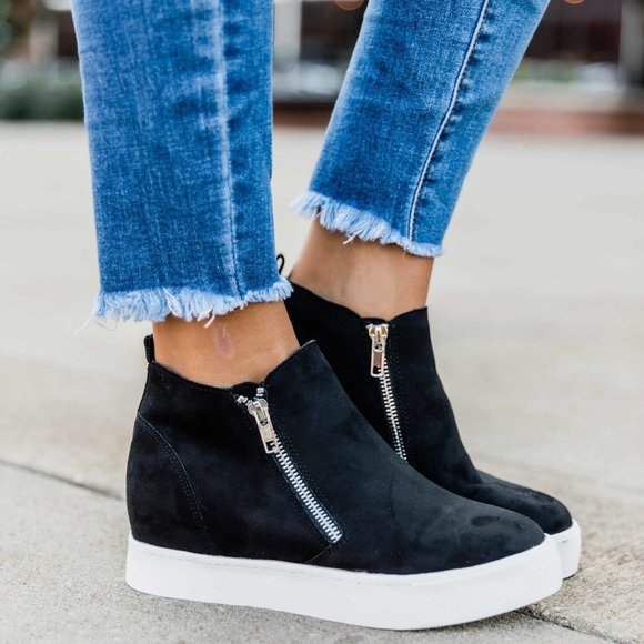 NEW๐ฅ Side Zip Wedge Heel Platform Sneaker Booties - Picture 2 of 10